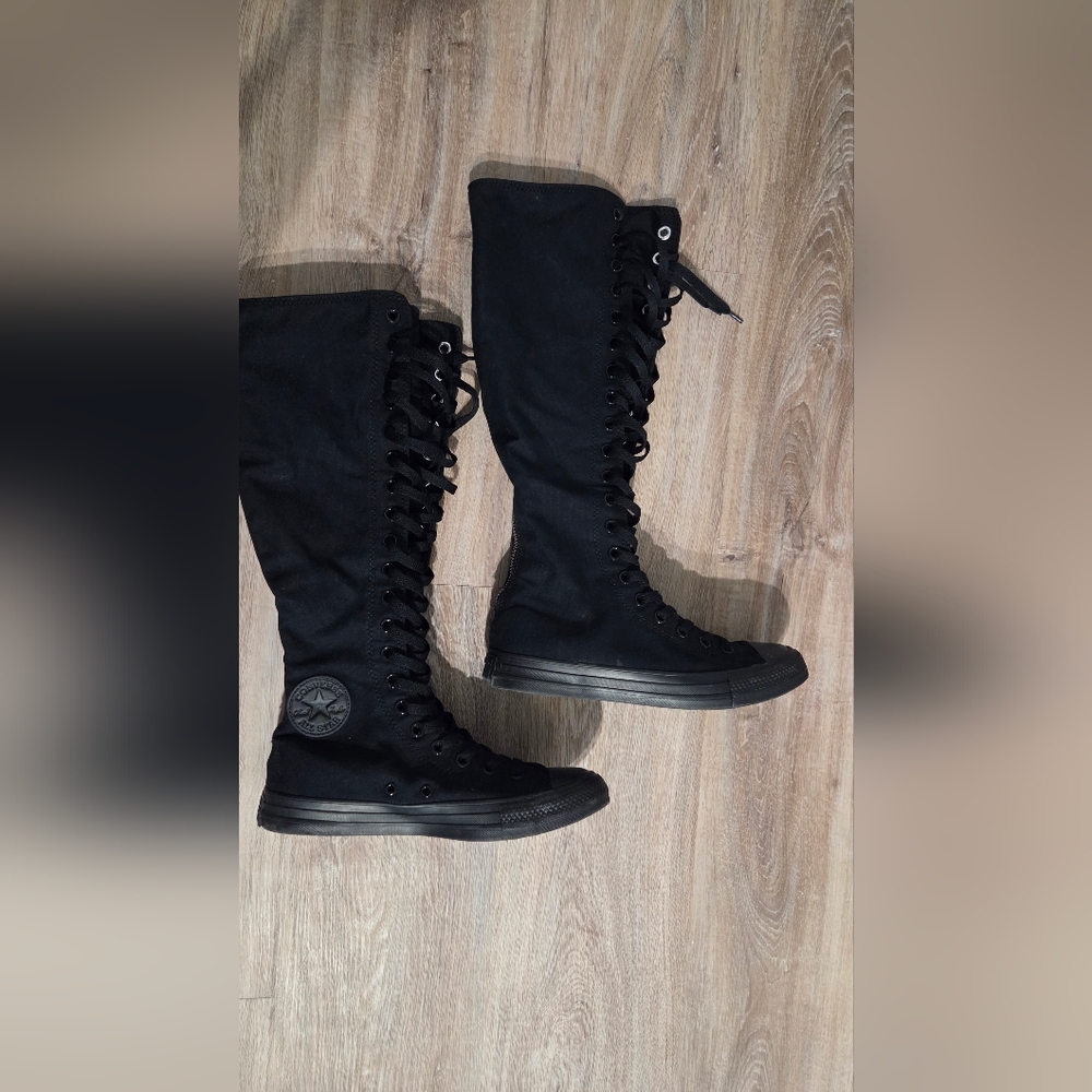 Converse Black Lace-Up Knee-High Canvas Boots - Picture 5 of 5